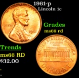 1961-p Lincoln Cent 1c Grades GEM+ Unc RD