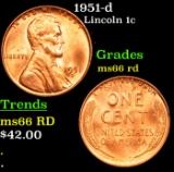 1951-d Lincoln Cent 1c Grades GEM+ Unc RD