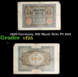 1920 Germany 100 Mark Note P# 69A Grades vf+