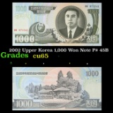 2002 Upper Korea 1,000 Won Note P# 45B Grades Gem+ CU