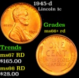 1945-d Lincoln Cent 1c Grades GEM++ RD