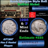 Buffalo Nickel Shotgun Roll in Old Bank Style 'Abbott Coin Counter & Automat' Wrapper 1928 & p Mint