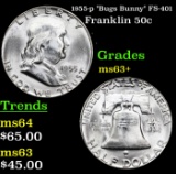 1955-p Franklin Half Dollar 50c Grades Select+ Unc