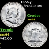 1955-p Franklin Half Dollar 50c Grades Choice Unc