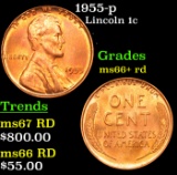 1955-p Lincoln Cent 1c Grades GEM++ RD