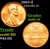 1962-d Lincoln Cent 1c Grades GEM+ Unc RD