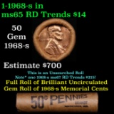 BU Shotgun Lincoln 1c roll, 1968-s 50 pcs Crocker Citizens National Bank Wrapper 50c