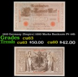 1910 Germany (Empire) 1000 Marks Banknote P# 44b Grades Select CU