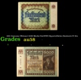 1922 Germany (Weimar) 5000 Marks Post-WWI Hyperinflation Banknote P# 81a Grades Choice AU/BU Slider