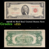 1953B $2 Red Seal United States Note Grades vf+