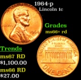 1964-p Lincoln Cent 1c Grades GEM++ RD