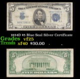1934D $5 Blue Seal Silver Certificate Grades vf+