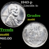 1943-p Lincoln Cent 1c Grades GEM+ Unc