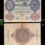 1910 Germany (Empire) 20 Marks Banknote P# 40b Grades vf+