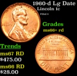 1960-d Lg Date Lincoln Cent *Mint Error* 1c Grades GEM++ RD