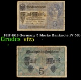 1917-1918 Germany 5 Marks Banknote P# 56b Grades vf+