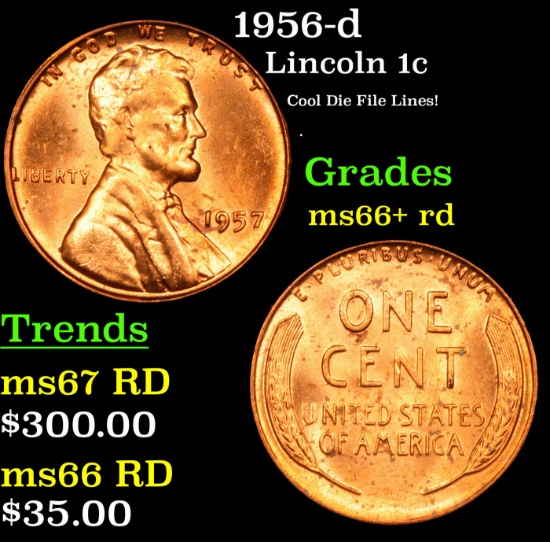 1956-d Lincoln Cent 1c Grades GEM++ RD