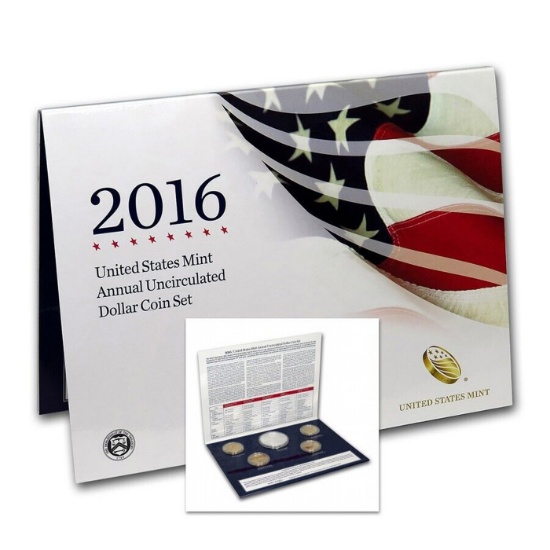 2016 United States Mint Annual Uncirculated Dollar Coin Set - Key Issue 5 Coins