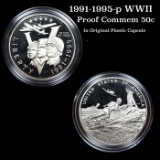 1991-1995-p WWII In Original Plastic Capsule Modern Commem Half Dollar 50c