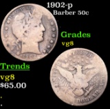 1902-p Barber Half Dollars 50c Grades vg, very good
