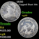 1830 Capped Bust Half Dollar 50c Grades vg+