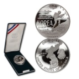 1991 Korean War Commemorative Proof Silver Dollar With Original Mint Box and COA