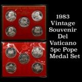 1983 Vintage Souvenir Del Vaticano 5pc Pope Medal Set