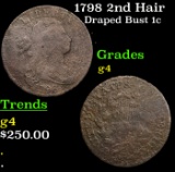 1798 2nd Hair Draped Bust Large Cent 1c Grades g, good