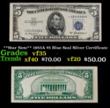 **Star Note** 1953A $5 Blue Seal Silver Certificate Grades vf++