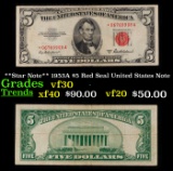 **Star Note** 1953A $5 Red Seal United States Note Grades vf++