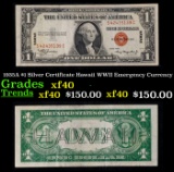1935A $1 Silver Certificate Hawaii WWII Emergency Currency Grades xf