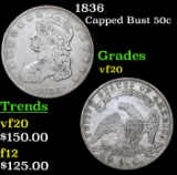 1836 Capped Bust Half Dollar 50c Grades vf, very fine