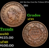 1837 Not One Cent For Tribute Hard Times Token HT-51 1c Grades xf+