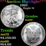 ***Auction Highlight*** 1993 Silver Eagle Dollar $1 Grades ms69+ (fc)