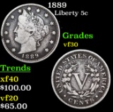 1889 Liberty Nickel 5c Grades vf++