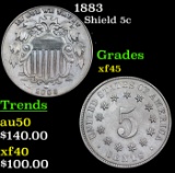 1883 Shield Nickel 5c Grades xf+