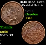 1846 Med Date Braided Hair Large Cent 1c Grades Choice AU/BU Slider