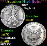 ***Auction Highlight*** 1987 Silver Eagle Dollar $1 Grades ms69+ (fc)
