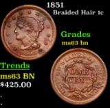 1851 Braided Hair Large Cent 1c Grades Select Unc BN