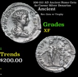 209-212 AD Ancient Rome Geta As Caesar Silver Denarius Ancient Grades XF