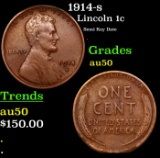 1914-s Lincoln Cent 1c Grades AU, Almost Unc