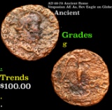 AD 69-79 Ancient Rome Vespasian AE As, Rev Eagle on Globe Ancient Grades g
