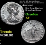 209-212 AD Ancient Rome Geta As Caesar Silver Denarius Ancient Grades XF