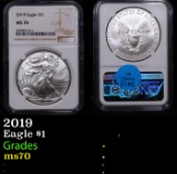 NGC 2019 Silver Eagle Dollar $1 Graded ms70 By NGC
