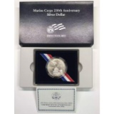 2005-P Marine Corps 230th Anniversary Uncirculated Silver Dollar Modern Commerative w Box & COA