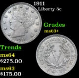 1911 Liberty Nickel 5c Grades Select+ Unc