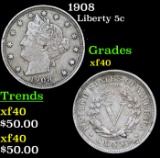 1908 Liberty Nickel 5c Grades xf