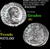 RARE!! 218-222 AD Ancient Rome Elagabalus  Silver Denarius Ancient S-2090, C-291 Grades xf+