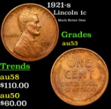 1921-s Lincoln Cent 1c Grades Select AU