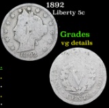 1892 Liberty Nickel 5c Grades vg details